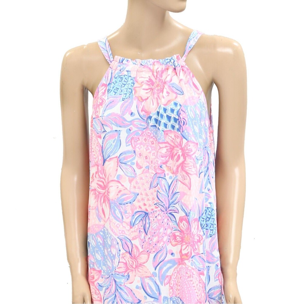 Lilly Pulitzer Saira Halter Mini Dress Floral Printed Ruffle Cotton M NWD 282114 - Picture 6 of 9